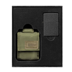 Набор Зажигалка с чехлом Zippo 236 Black Crackle and Tactical Pouch Green Gift Set (49400)