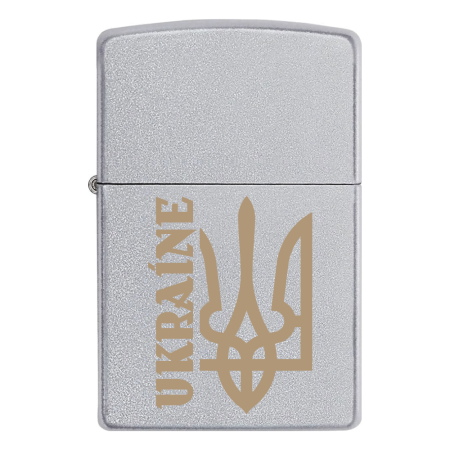 Зажигалка Zippo слово «Ukraine» - Трезуб