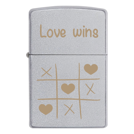 Запальничка Zippo на подарунок tic-tac-toe «Love wins»