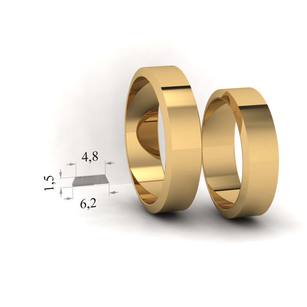 Золотые широкие обручальные кольца. Ширина 6,2мм, высота 1,5мм
